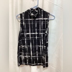 Chico's Black and White Grid Pattern Tank Top